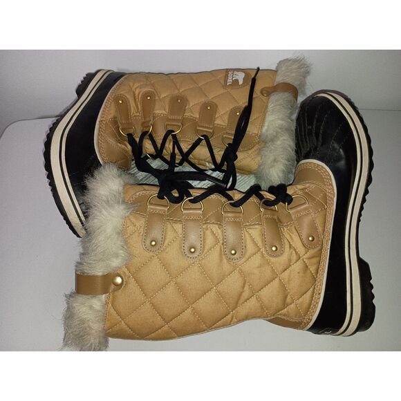 SOREL: Tan Tall Lace Up Winter Boots (Waterproof/Wool Inside) Women's Size 10 - Picture 4 of 7